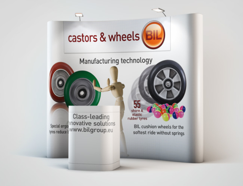 BIL Castors & Wheels pop-up display stand
