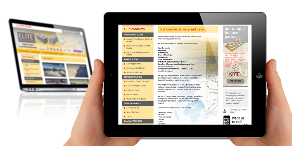 Elite Precast, ipad friendly website design