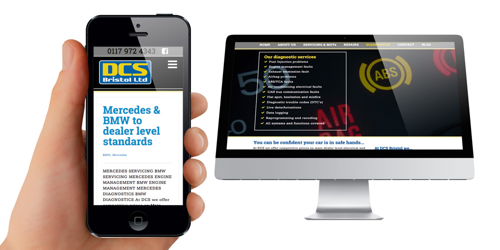 Mobile phone website design - Bristol garage